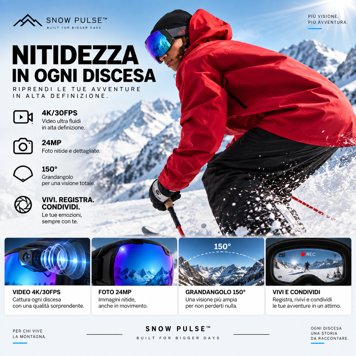 Maschera da sci Snow Pulse POV 4K - foto 5