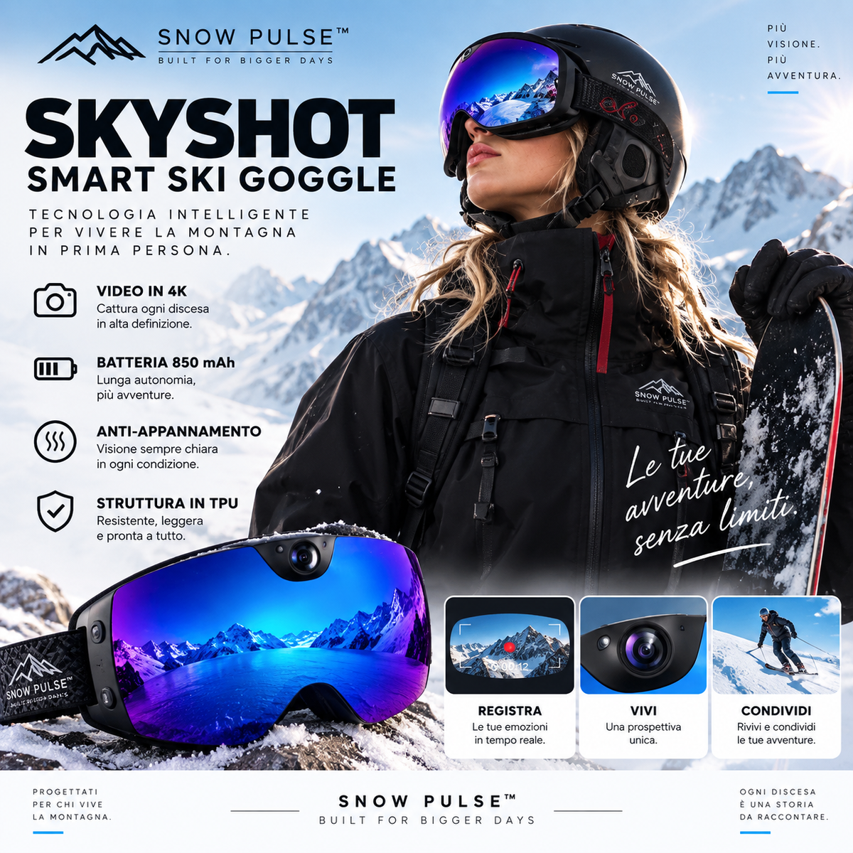 Maschera da sci Snow Pulse POV 4K - foto 2
